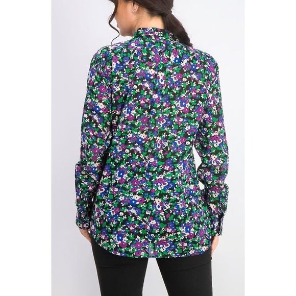 Lauren Ralph Lauren Floral Button Up Blouse Cotton Like New Size Large - Picture 2 of 6